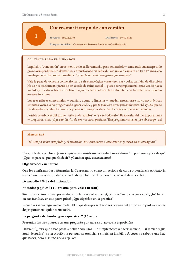Página interior del Kit Cuaresma y Semana Santa