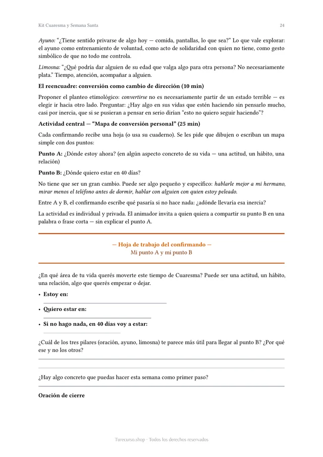 Página interior del Kit Cuaresma y Semana Santa