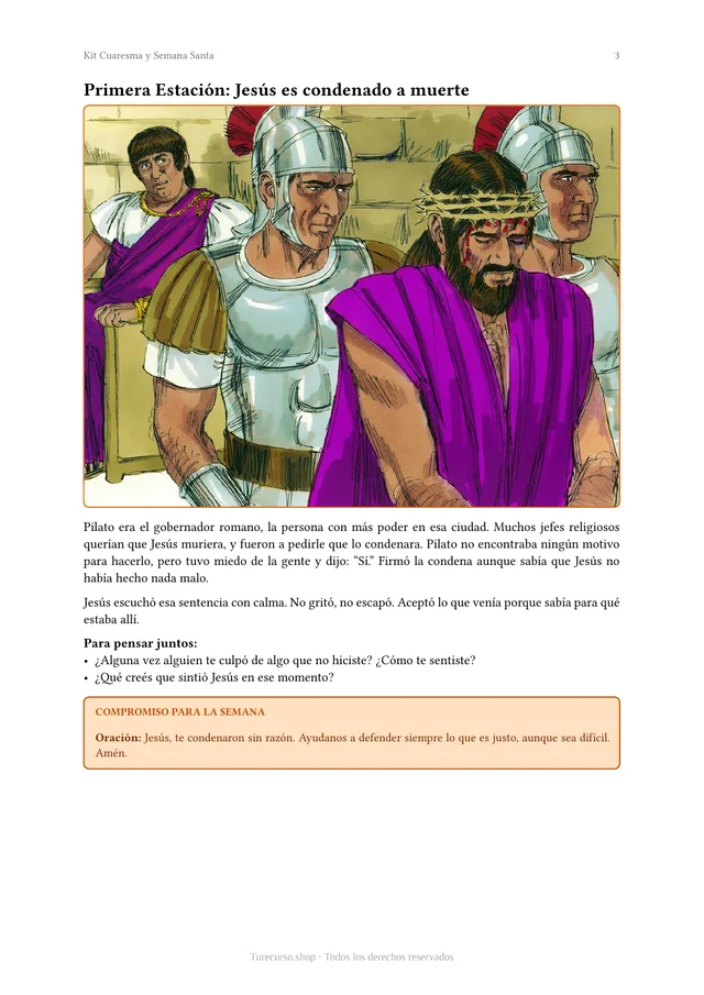 Página interior del Kit Cuaresma y Semana Santa